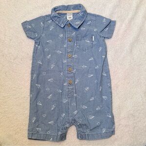 Carter's Blue Bodysuit with White Paper Plane Print